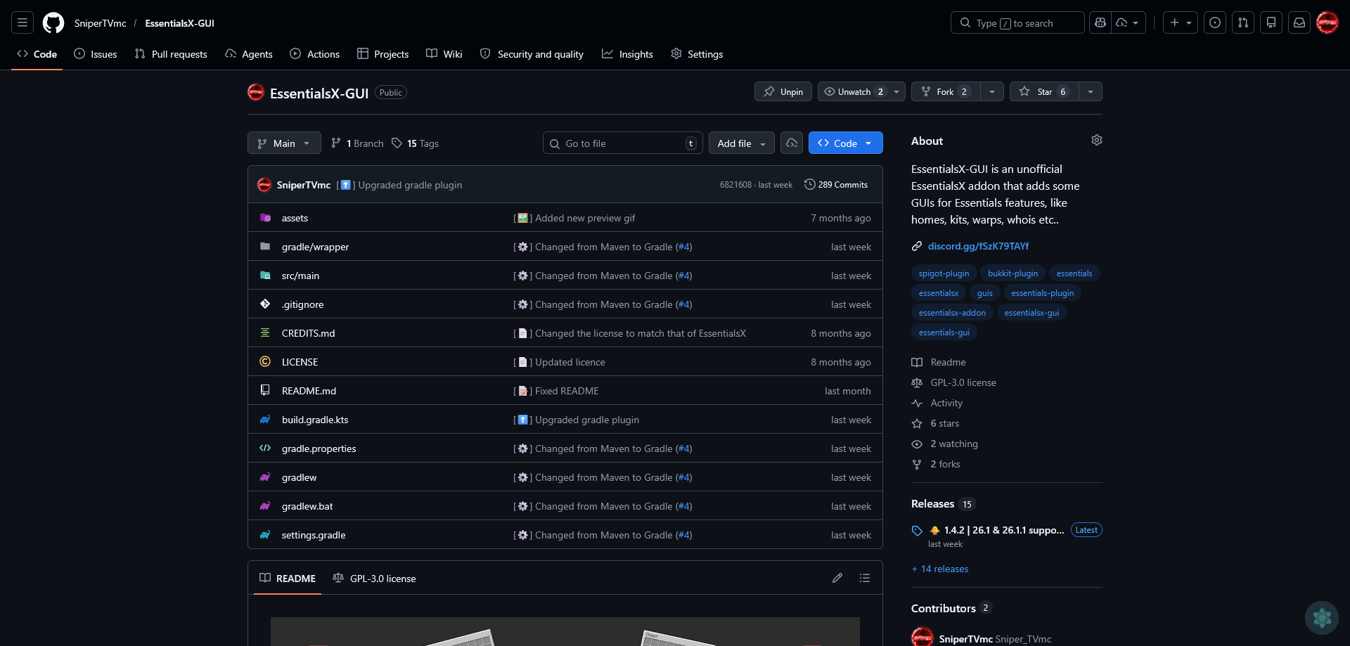 Aperçu du plugin EssentialsX-GUI